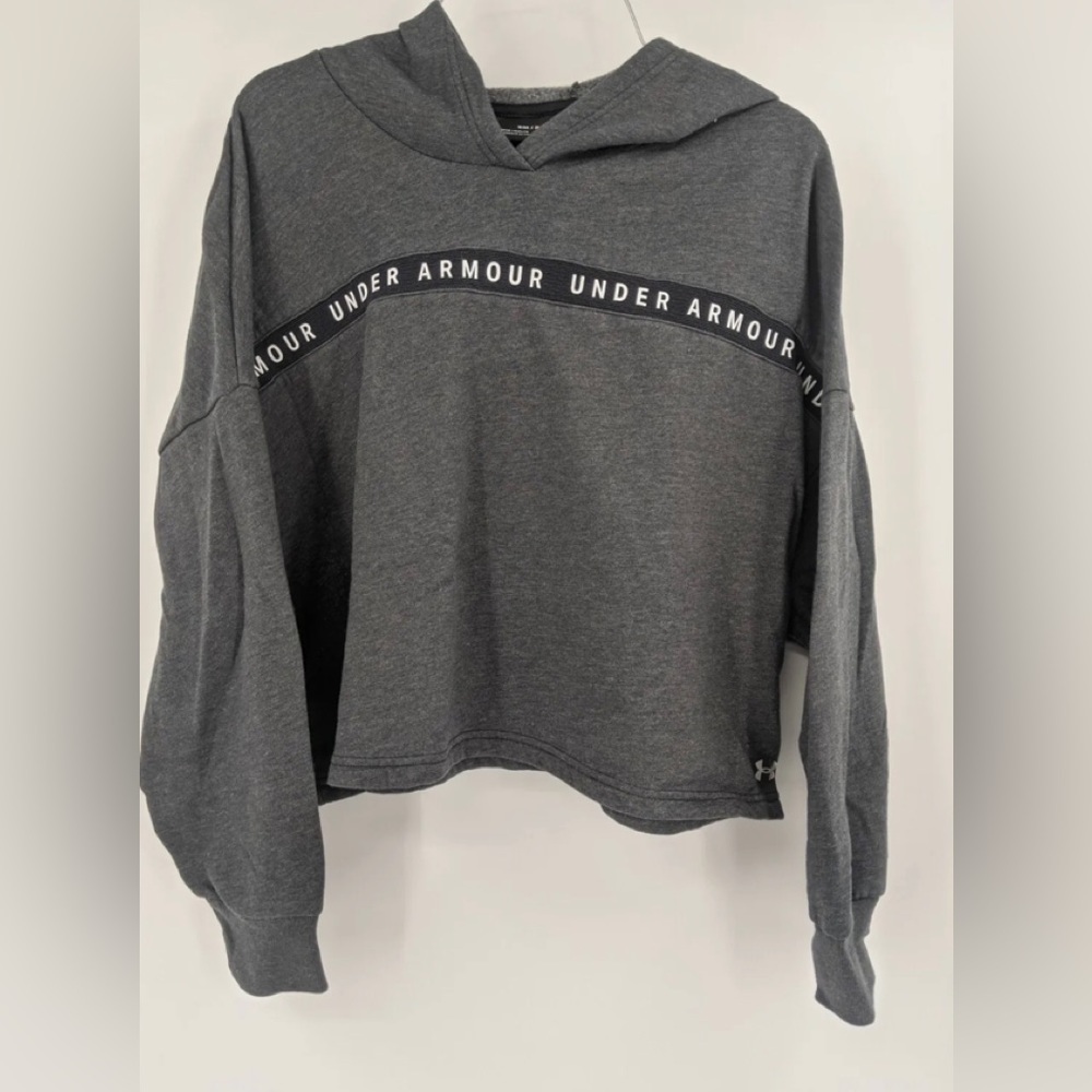Under Armour UA Women's Large TAPED  Fleece Hoodie Sweatshirt Gray
